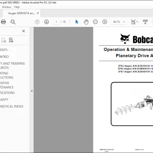 Bobcat Planetary Drive Auger PR3 Auger PS5 Auger PS7 Auger Operation & Maintenance Manual 6990974 (06-15) -  PDF DOWNLOAD