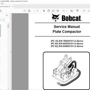 Bobcat Plate Compactor PC 30 PC 60 PC 62 Service Manual 6900902 (10-11) -  PDF DOWNLOAD