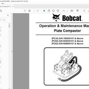 Bobcat Plate Compactor PC30 PC60 PC62 Operation & Maintenance Manual  - PDF DOWNLOAD
