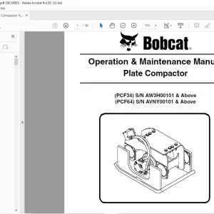 Bobcat Plate Compactor PCF34 PCF64 Operation & Maintenance Manual - PDF DOWNLOAD