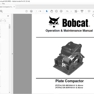 Bobcat Plate Compactor PCF34 PCF64 Operation & Maintenance Manual  - PDF DOWNLOAD