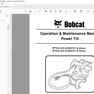 Bobcat Power Tilt PTX3 PTX4 Operation & Maintenance Manual -  PDF DOWNLOAD