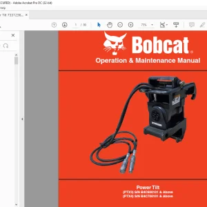 Bobcat Power Tilt PTX3 PTX4 Operation & Maintenance Manual - PDF DOWNLOAD