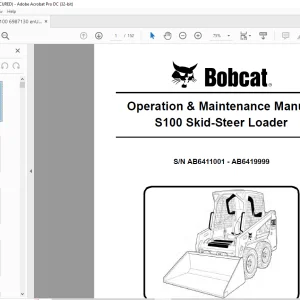 Bobcat S100 Skid-Steer Loader Operation & Maintenance Manual SN AB6411001 - AB6419999 - PDF DOWNLOAD
