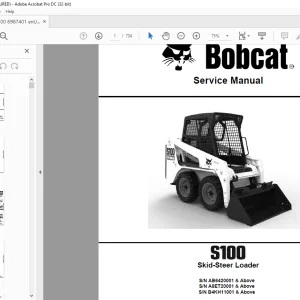 Bobcat S100 Skid-Steer Loader Service Manual 6987401 - PDF DOWNLOAD
