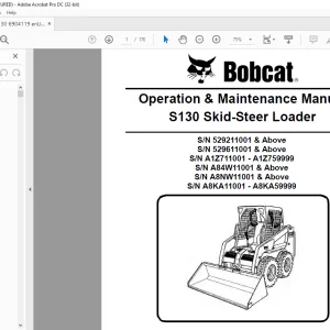Bobcat S130 Skid-Steer Loader Operation & Maintenance Manual 6904119 - PDF DOWNLOAD