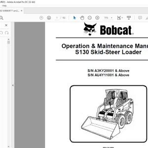 Bobcat S130 Skid-Steer Loader Operation & Maintenance Manual 6986977 - PDF DOWNLOAD