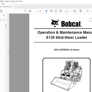 Bobcat S130 Skid-Steer Loader Operation & Maintenance Manual SN A1Z760001 & Above - PDF DOWNLOAD