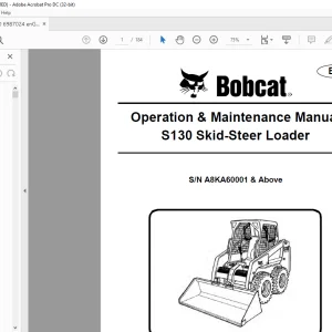 Bobcat S130 Skid-Steer Loader Operation & Maintenance Manual SN A8KA60001 & Above - PDF DOWNLOAD