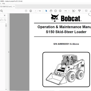 Bobcat S150 Skid-Steer Loader Operation & Maintenance Manual SN A8M060001 & Above - PDF DOWNLOAD