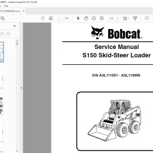 Bobcat S150 Skid-Steer Loader Service Manual SN A3L111001 - A3L119999 - PDF DOWNLOAD