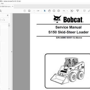Bobcat S150 Skid-Steer Loader Service Manual SN A8M0 60001 & Above - PDF DOWNLOAD