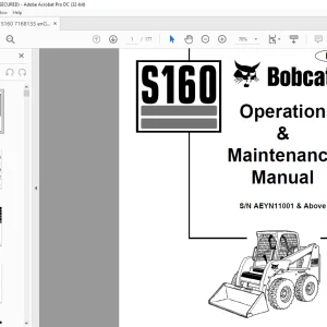 Bobcat S160 Loader Operation & Maintenance Manual SN AEYN11001 & Above - PDF DOWNLOAD