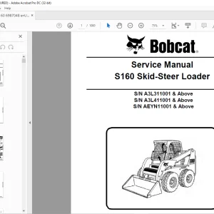 Bobcat S160 Skid-Steer Loader Service Manual 6987048 (01-15) - PDF DOWNLOAD