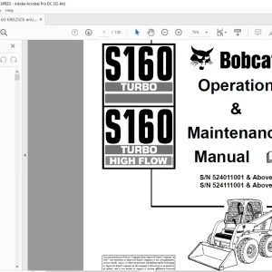 Bobcat S160 Turbo S160 Turbo High Flow Operation & Maintenance Manual 6902505 - PDF DOWNLOAD