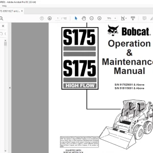 Bobcat S175 & S175 High Flow Loader Operation & Maintenance Manual 6901827 - PDF DOWNLOAD