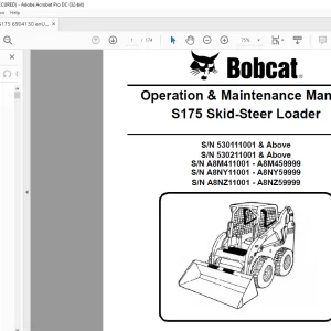 Bobcat S175 Skid-Steer Loader Operation & Maintenance Manual 6904130 - PDF DOWNLOAD