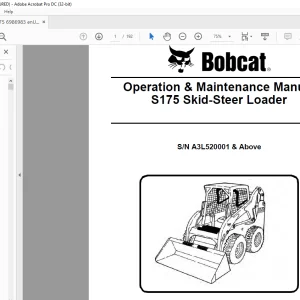 Bobcat S175 Skid-Steer Loader Operation & Maintenance Manual SN A3L520001 & Above - PDF DOWNLOAD