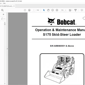Bobcat S175 Skid-Steer Loader Operation & Maintenance Manual SN A8M460001 & Above - PDF DOWNLOAD