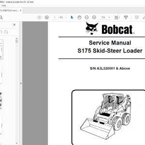 Bobcat S175 Skid-Steer Loader Service Manual SN A3L520001 & Above - PDF DOWNLOAD