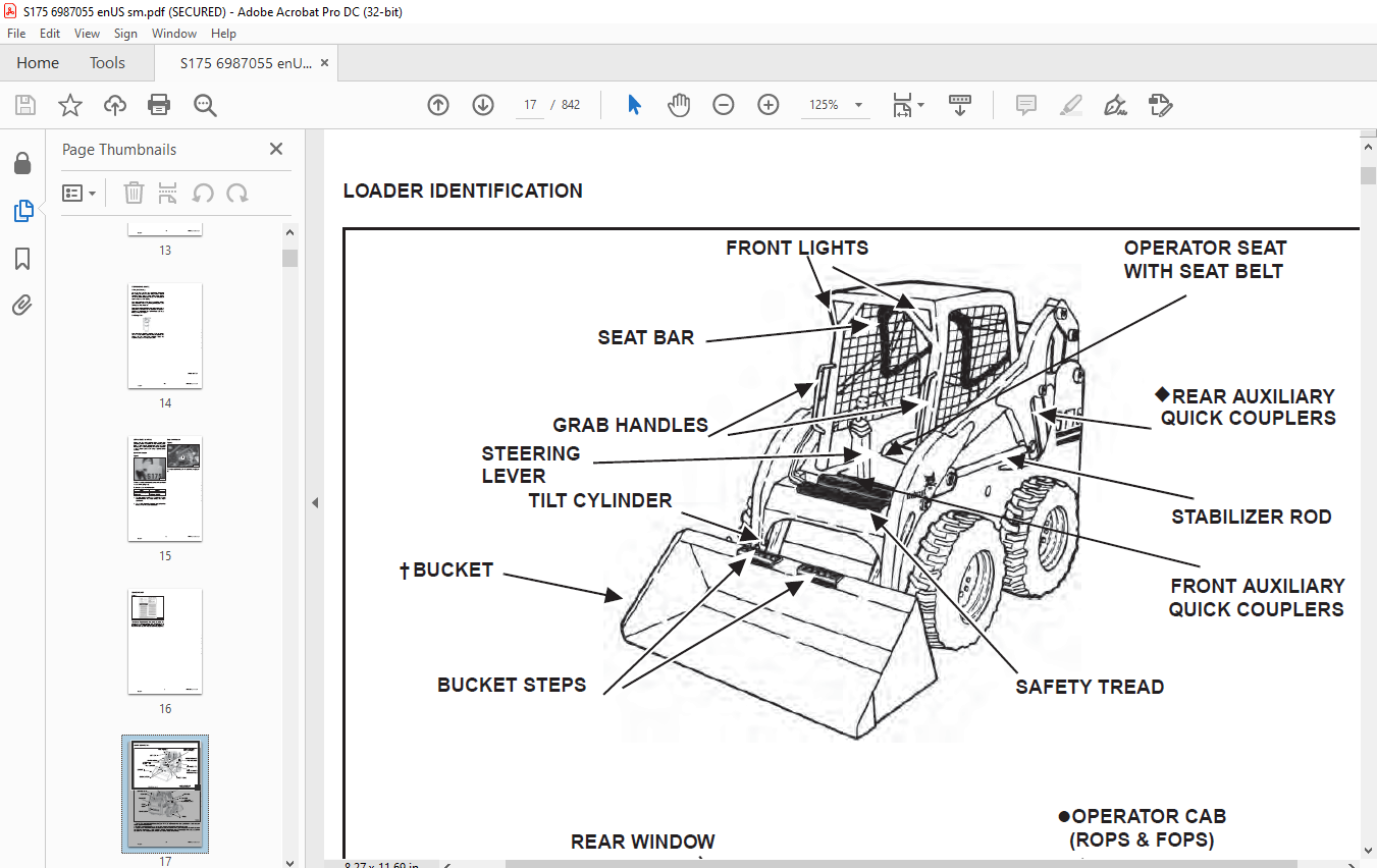 Bobcat S175 Skid-steer Loader Service Manual Sn A8m460001 & Above - Pdf 