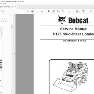 Bobcat S175 Skid-Steer Loader Service Manual SN A8M460001 & Above - PDF DOWNLOAD