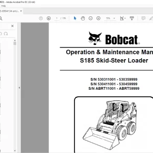 Bobcat S185 Skid-Steer Loader Operation & Maintenance Manual 6904134 - PDF DOWNLOAD