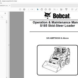 Bobcat S185 Skid-Steer Loader Operation & Maintenance Manual SN ABRT60500 & Above - PDF DOWNLOAD