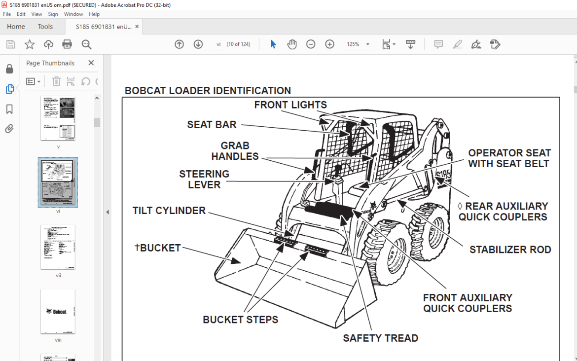 Bobcat S185 Turbo S185 Turbo High Flow Loader Operation & Maintenance