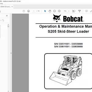 Bobcat S205 Skid-Steer Loader Operation & Maintenance Manual 6904136 - PDF DOWNLOAD