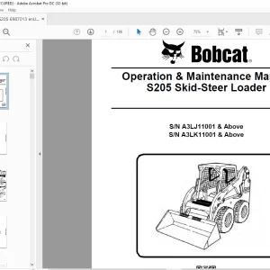 Bobcat S205 Skid-Steer Loader Operation & Maintenance Manual 6987013 - PDF DOWNLOAD
