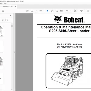 Bobcat S205 Skid-Steer Loader Operation & Maintenance Manual 6987013 - PDF DOWNLOAD