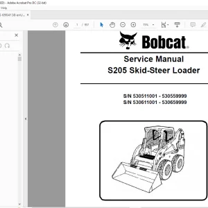 Bobcat S205 Skid-Steer Loader Service Manual 6904138 (7-09) - PDF DOWNLOAD