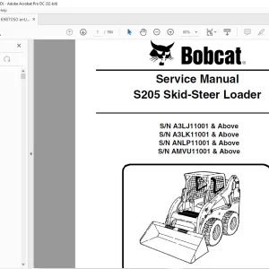 Bobcat S205 Skid-Steer Loader Service Manual 6987050 (07-14) - PDF DOWNLOAD