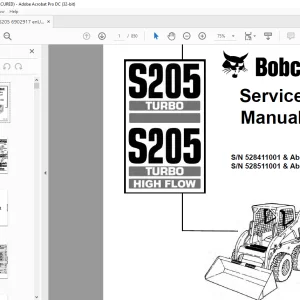 Bobcat S205 Turbo S205 Turbo High Flow Loader Service Manual 6902917 (7-09) - PDF DOWNLOAD