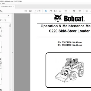 Bobcat S220 Skid-Steer Loader Operation & Maintenance Manual 6904152 - PDF DOWNLOAD