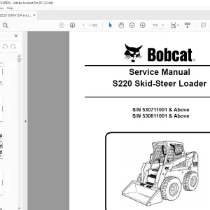 Bobcat S220 Skid-Steer Loader Service Manual 6904154 (3-09) - PDF DOWNLOAD