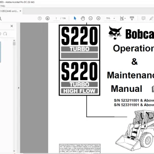 Bobcat S220 Turbo S220 Turbo High Flow Loader Operation & Maintenance Manual 6902446 - PDF DOWNLOAD