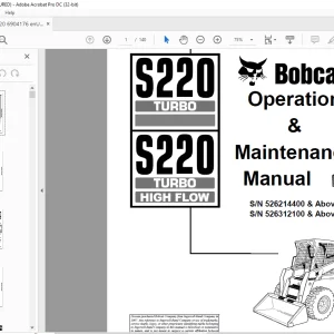 Bobcat S220 Turbo S220 Turbo High Flow Loader Operation & Maintenance Manual 6904176 - PDF DOWNLOAD