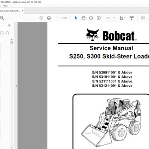 Bobcat S250, S300 Skid-Steer Loader Service Manual 6904158 (3-09) - PDF DOWNLOAD