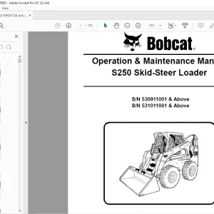 Bobcat S250 Skid-Steer Loader Operation & Maintenance Manual 6904156 - PDF DOWNLOAD