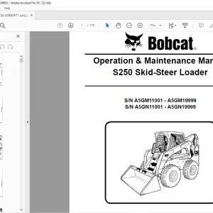 Bobcat S250 Skid-Steer Loader Operation & Maintenance Manual 6986971 - PDF DOWNLOAD
