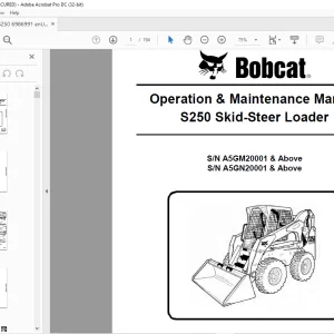 Bobcat S250 Skid-Steer Loader Operation & Maintenance Manual 6986991 - PDF DOWNLOAD