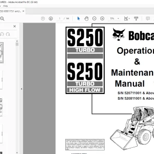 Bobcat S250 Turbo S250 Turbo High Flow Loader Operation & Maintenance Manual 6901751 - PDF DOWNLOAD