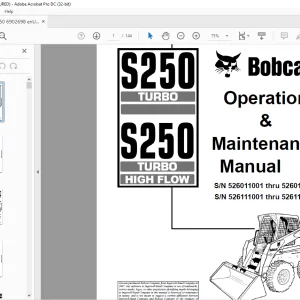 Bobcat S250 Turbo S250 Turbo High Flow Loader Operation & Maintenance Manual 6902698 - PDF DOWNLOAD