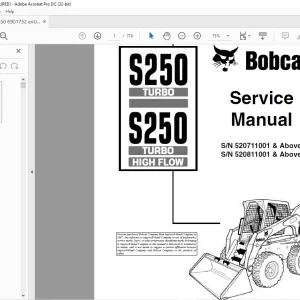 Bobcat S250 Turbo S250 Turbo High Flow Loader Service Manual 6901752 (10-12) - PDF DOWNLOAD