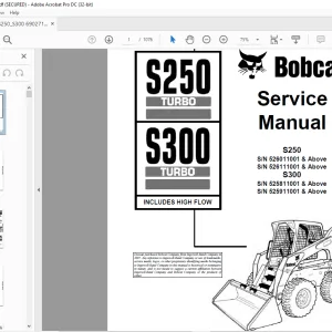 Bobcat S250 Turbo S300 Turbo High Flow Loader Service Manual 6902711 (6-12) - PDF DOWNLOAD