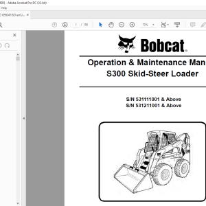 Bobcat S300 Skid-Steer Loader Operation & Maintenance Manual 6904160 ...