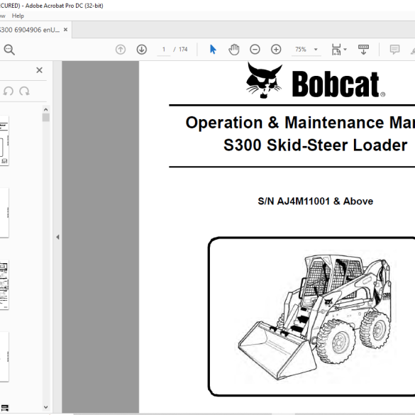 Bobcat S300 Skid-Steer Loader Operation & Maintenance Manual 6904906 ...