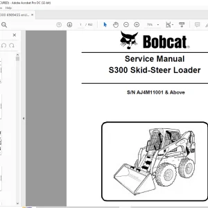 Bobcat S300 Skid-Steer Loader Service Manual SN AJ4M11001 & Above - PDF DOWNLOAD